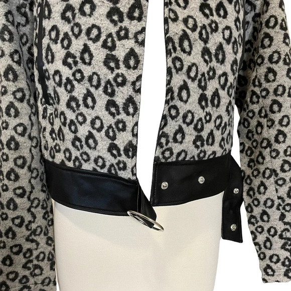 VIGOSS Black Gray Leopard Print Wool Jacket Size Small - Picture 6 of 9